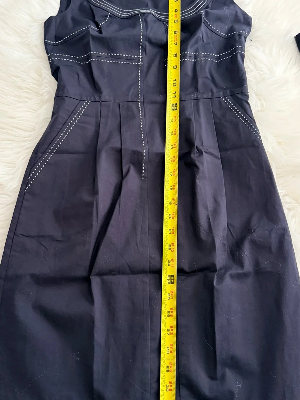Tory Burch Navy Square-Neck Sleeveless Mini Dress